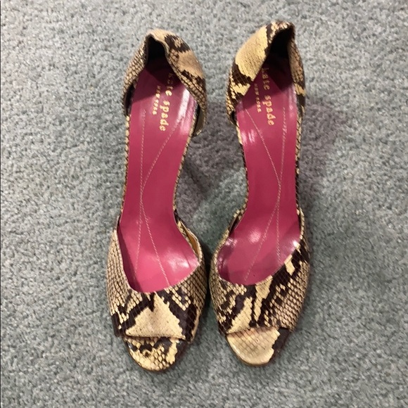 KATE SPADE snake python print open toe heels shoes - Picture 2 of 7